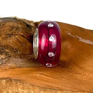 NEW Chamilia City Lights Fuchsia Pink Inclusion Murano Glass Bracelet Charm Bead